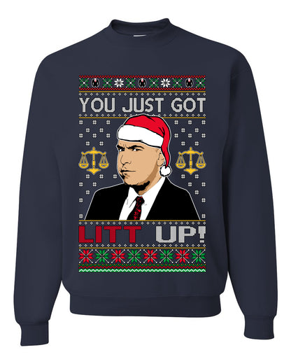 Just Got Litt Up Louis, TV Series, Christmas Gifts, Funny Xmas Gift Idea, Ugly Christmas Sweater Unisex Crewneck Sweatshirt