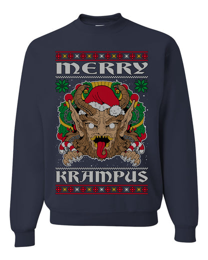 Merry Krampus Scary Xmas Movie, Christmas Gifts, Funny Xmas Gift Idea, Ugly Christmas Sweater Unisex Crewneck Sweatshirt
