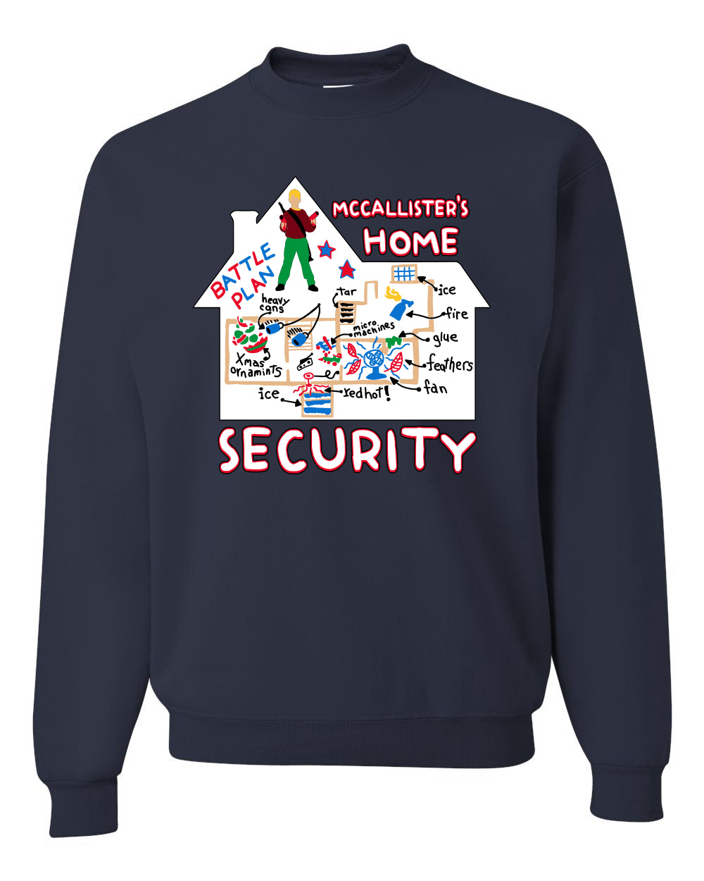 Battle Plans Alone McCallister's Home Security , Christmas Gifts, Funny Xmas Gift Idea, Ugly Christmas Sweater Unisex Crewneck Sweatshirt