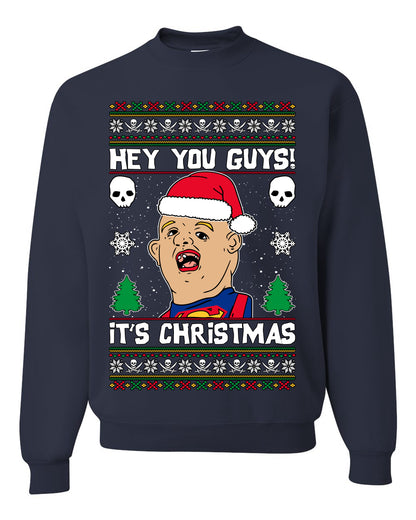 Hey You Guys! It's Sloth Never Say Die, Christmas Gifts, Funny Xmas Gift Idea, Ugly Christmas Sweater Unisex Crewneck Sweatshirt