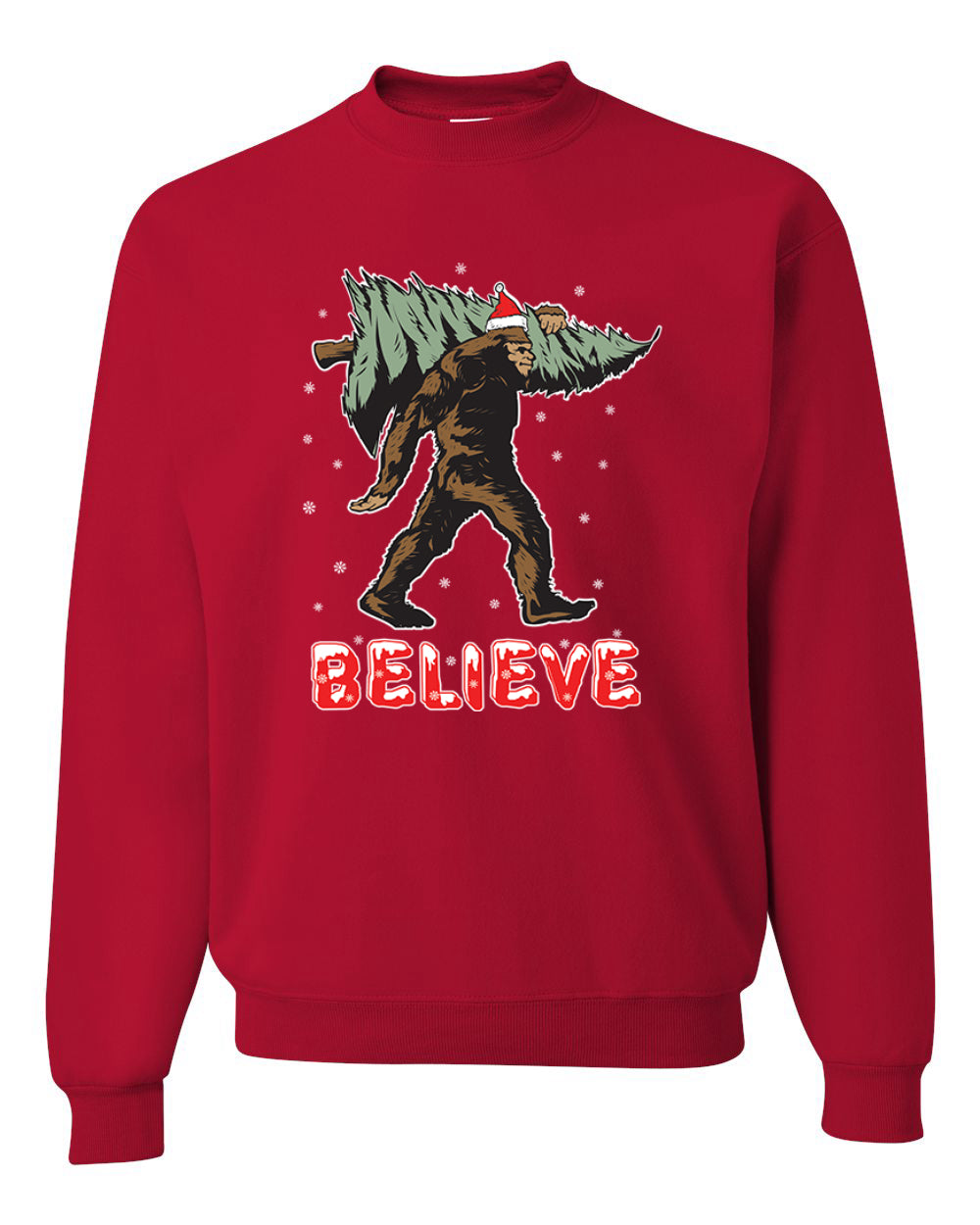 Men's Christmas Long Sleeve Shirt Believe Santa Sasquatch Bigfoot Wild Bobby Ugly Christmas Sweater Unisex Crewneck Sweatshirt