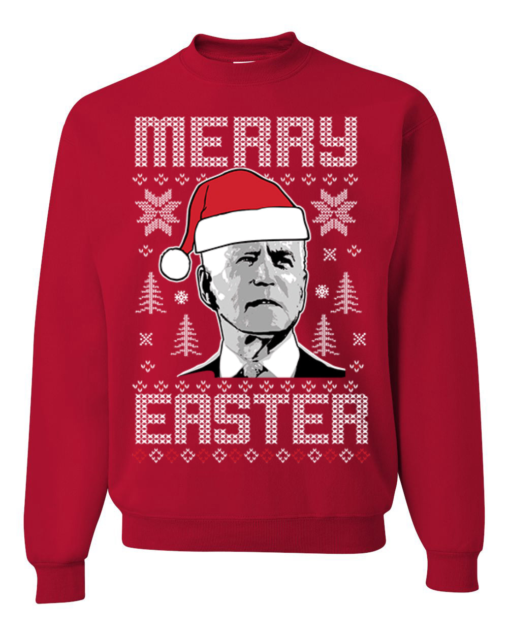 Funny Unisex Graphic Ugly Xmas Holiday Sweater Crewneck Sweatshirt Merry Easter Biden Santa Hat Ugly Christmas Sweater Unisex Crewneck Sweatshirt