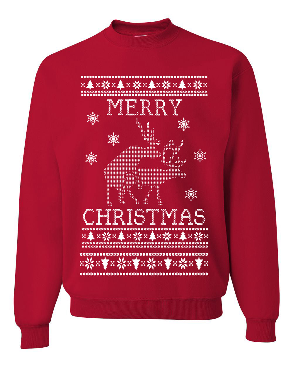 Funny Unisex Crewneck Ugly Xmas Holiday Sweater Sweatshirt Merry Christmas Reindeer Humping  Ugly Christmas Sweater Unisex Crewneck Sweatshirt