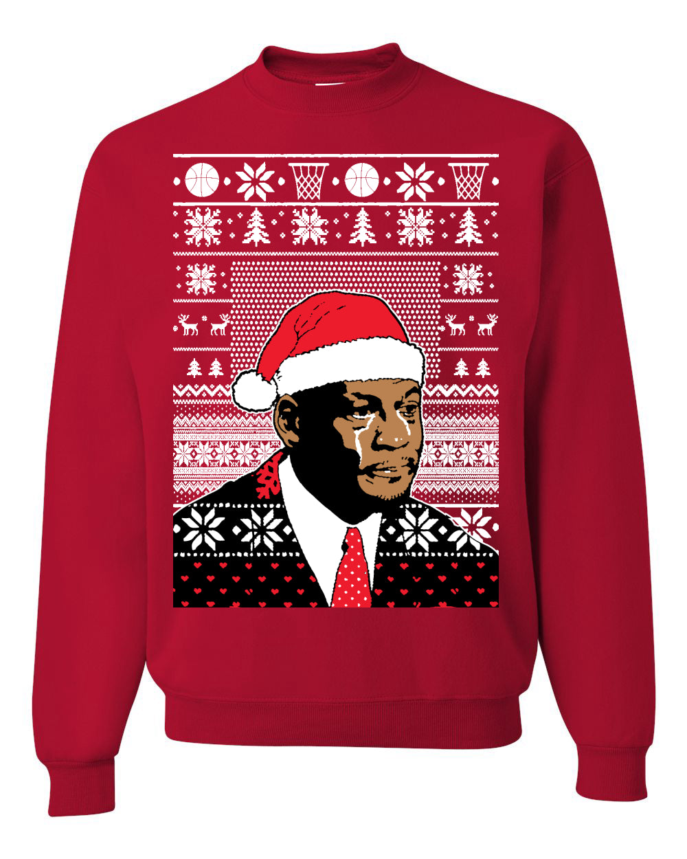 Christmas Crying Jordan, Christmas Gifts, Funny Xmas Gift Idea, Ugly Christmas Sweater Unisex Crewneck Sweatshirt