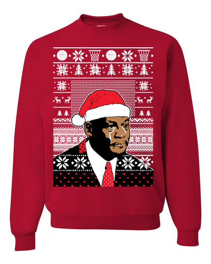Christmas Crying Jordan, Christmas Gifts, Funny Xmas Gift Idea, Ugly Christmas Sweater Unisex Crewneck Sweatshirt