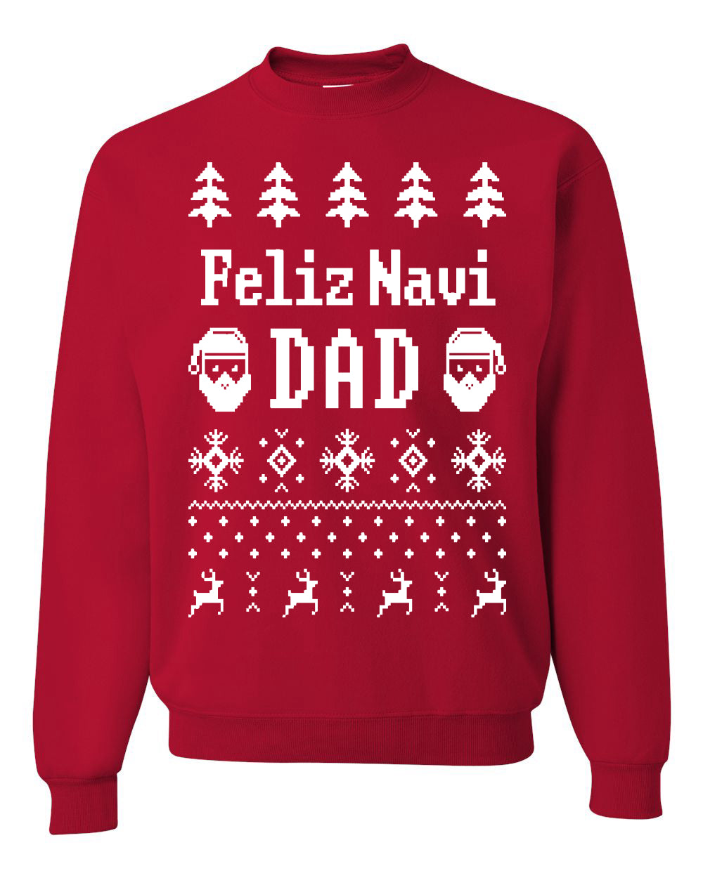 Ugly Xmas Crewneck Sweater Sweatshirt Unisex "Feliz Navidad" Ugly Christmas Sweater Unisex Crewneck Sweatshirt