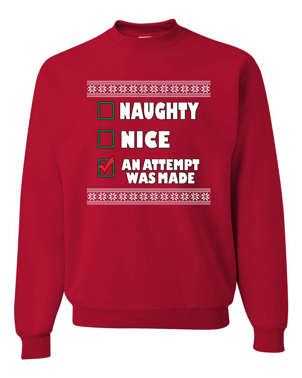 Attempted to be Naughty and Nice Men's Ugly Sweater for Christmas Long Sleeve Shirt Ugly Christmas Sweater Unisex Crewneck Sweatshirt