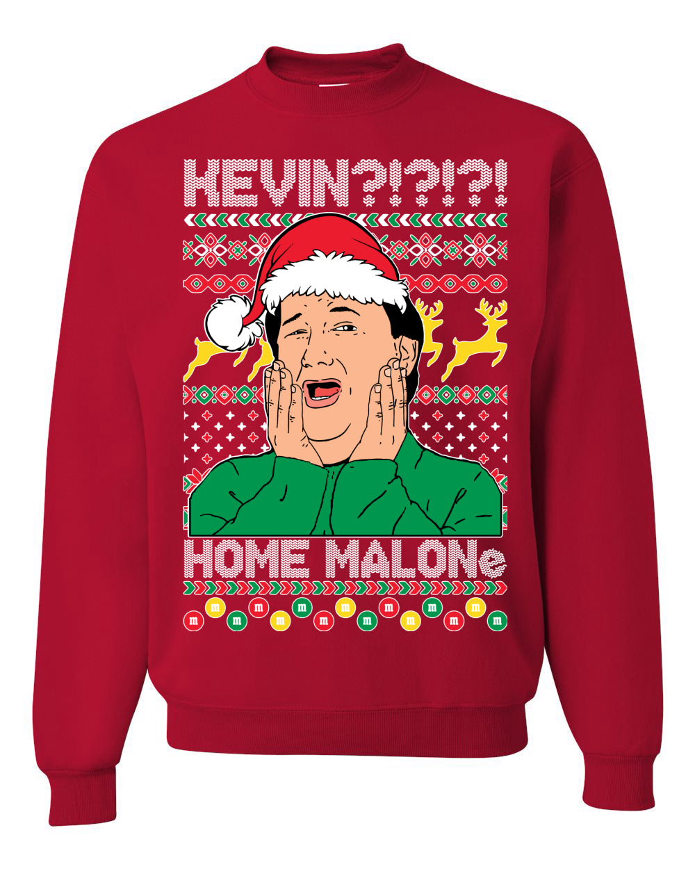 Unisex Christmas Graphic Sweatshirt Crewneck, Kevin Home Malone The Office TV Ugly Christmas Sweater Unisex Crewneck Sweatshirt