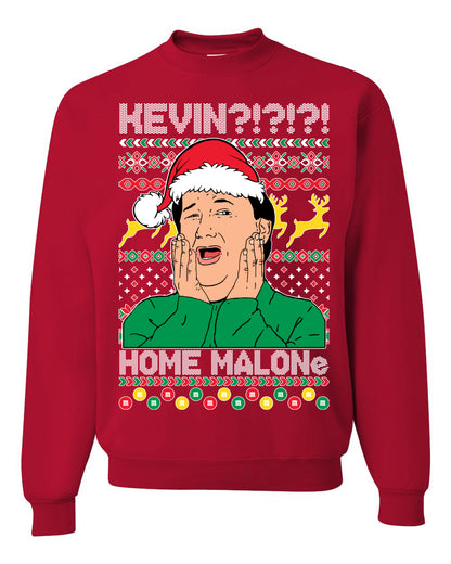 Unisex Christmas Graphic Sweatshirt Crewneck, Kevin Home Malone The Office TV Ugly Christmas Sweater Unisex Crewneck Sweatshirt