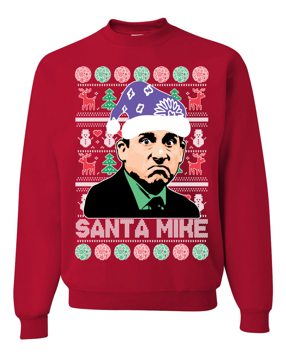 The Office Santa Mike Michael Scott Graphic Unisex Ugly Xmas Crewneck Sweater Ugly Christmas Sweater Unisex Crewneck Sweatshirt