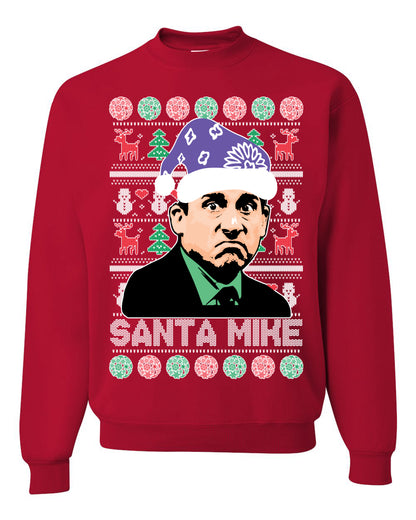 The Office Santa Mike Michael Scott Graphic Unisex Ugly Xmas Crewneck Sweater Ugly Christmas Sweater Unisex Crewneck Sweatshirt