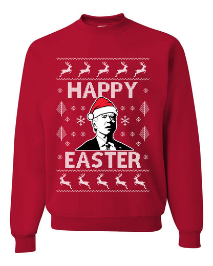 Unisex Graphic Ugly Xmas Sweater Sweatshirt, Biden Happy Easter Ugly Christmas Sweater Unisex Crewneck Sweatshirt