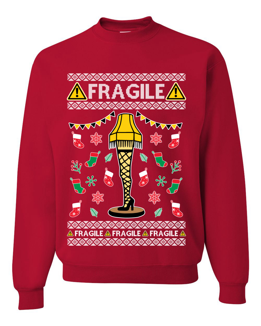 Graphic Ugly Unisex Crewneck Christmas Sweater Sweatshirt Fragile Leg Lamp Movie Ugly Christmas Sweater Unisex Crewneck Sweatshirt