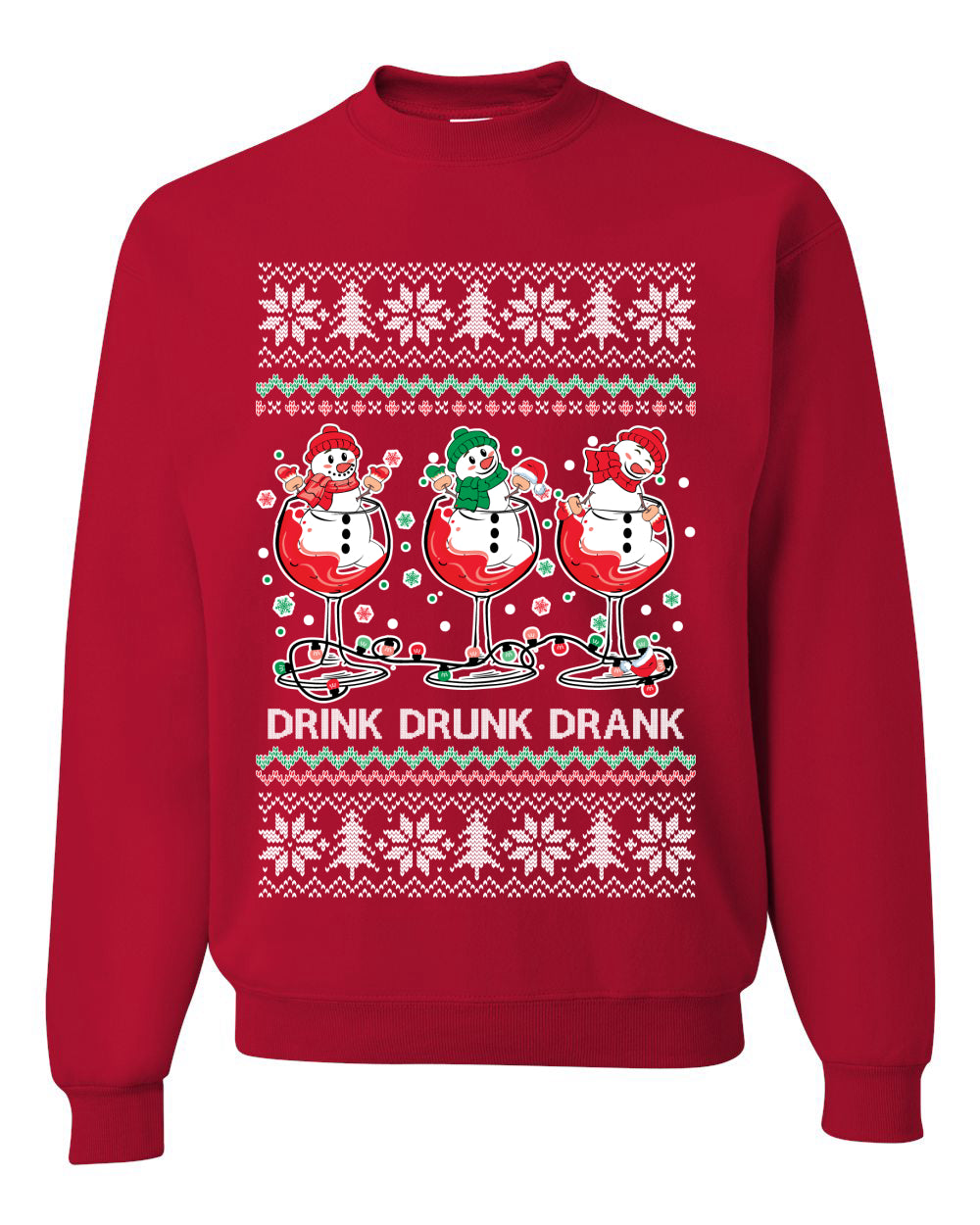 Holiday Spirits Drink Drank Drunk Snowmen, Christmas Gifts, Funny Xmas Gift Idea, Ugly Christmas Sweater Unisex Crewneck Sweatshirt