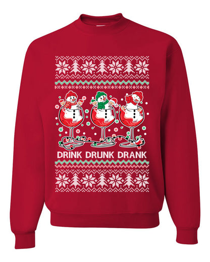 Holiday Spirits Drink Drank Drunk Snowmen, Christmas Gifts, Funny Xmas Gift Idea, Ugly Christmas Sweater Unisex Crewneck Sweatshirt