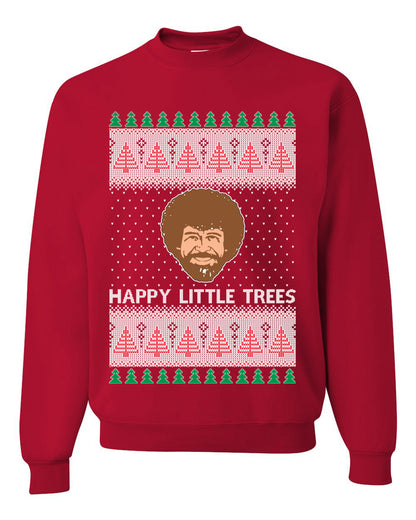 Bob Happy Little Trees Ross Painter, Christmas Gifts, Funny Xmas Gift Idea, Ugly Christmas Sweater Unisex Crewneck Sweatshirt