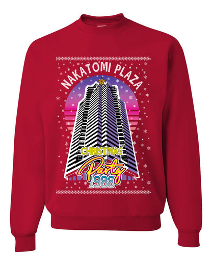 Retro Nakatomi Plaza 1988 Holiday Party, Xmas Movie, Christmas Gifts, Funny Xmas Gift Idea, Ugly Christmas Sweater Unisex Crewneck Sweatshirt