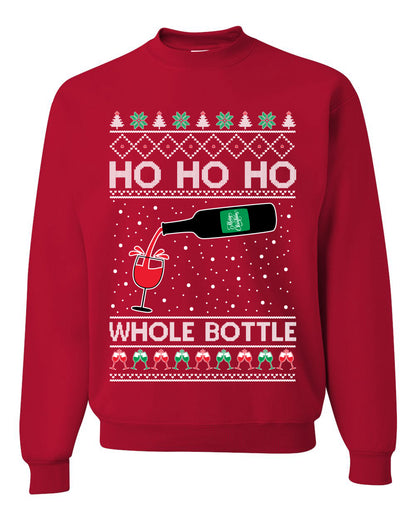 Ho Ho Ho Whole Bottle Wine Spirits, Christmas Gifts, Funny Xmas Gift Idea, Ugly Christmas Sweater Unisex Crewneck Sweatshirt