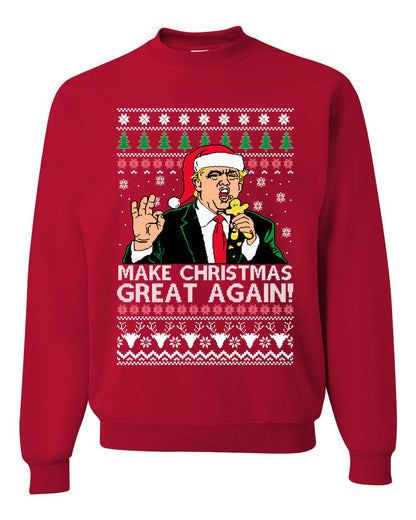 Funny Graphic Meme Ugly Unisex Christmas Crewneck Sweater Sweatshirt, Donald Trump, "Make Christmas Great Again" Ugly Christmas Sweater Unisex Crewneck Sweatshirt