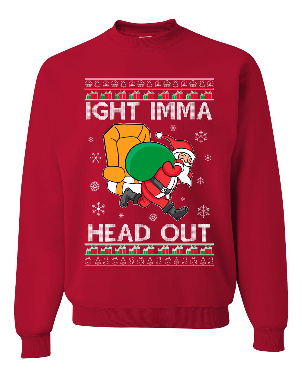Graphic Funny Meme Ugly Christmas Crewneck Sweater Sweatshirt Ight Imma Head Out, Wild Bobby Ugly Christmas Sweater Unisex Crewneck Sweatshirt