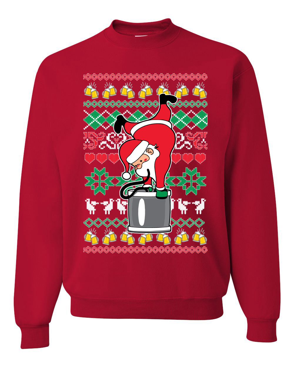 Unisex Ugly Xmas Graphic Crewneck Sweater Sweatshirt Drunk Keg Stand Beer Drinking Santa Ugly Christmas Sweater Unisex Crewneck Sweatshirt