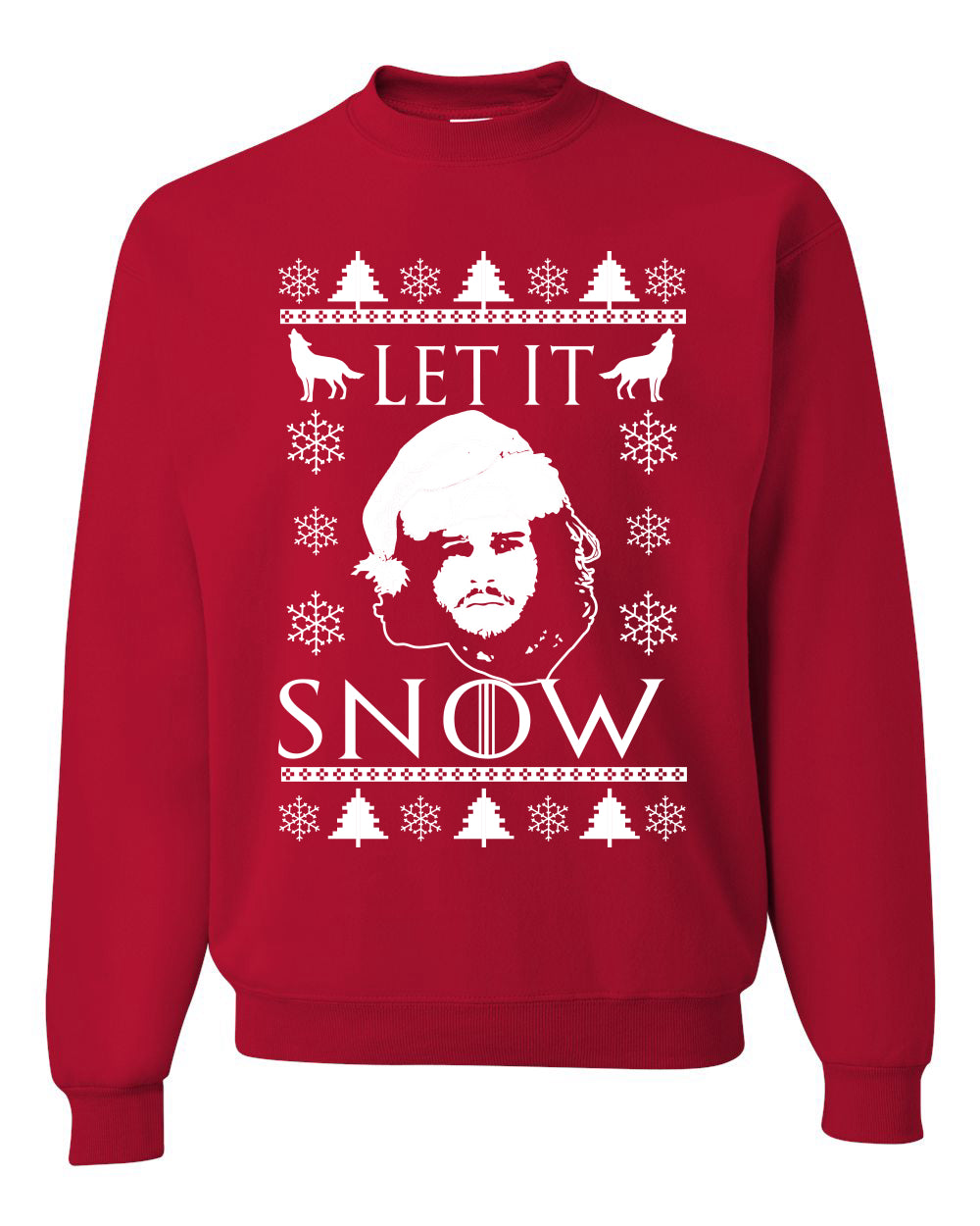 Unisex Graphic GoT Ugly Christmas Crewneck Sweater Let It Snow Jon Snow Stark Ugly Christmas Sweater Unisex Crewneck Sweatshirt