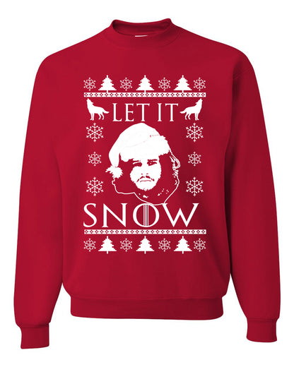 Unisex Graphic GoT Ugly Christmas Crewneck Sweater Let It Snow Jon Snow Stark Ugly Christmas Sweater Unisex Crewneck Sweatshirt
