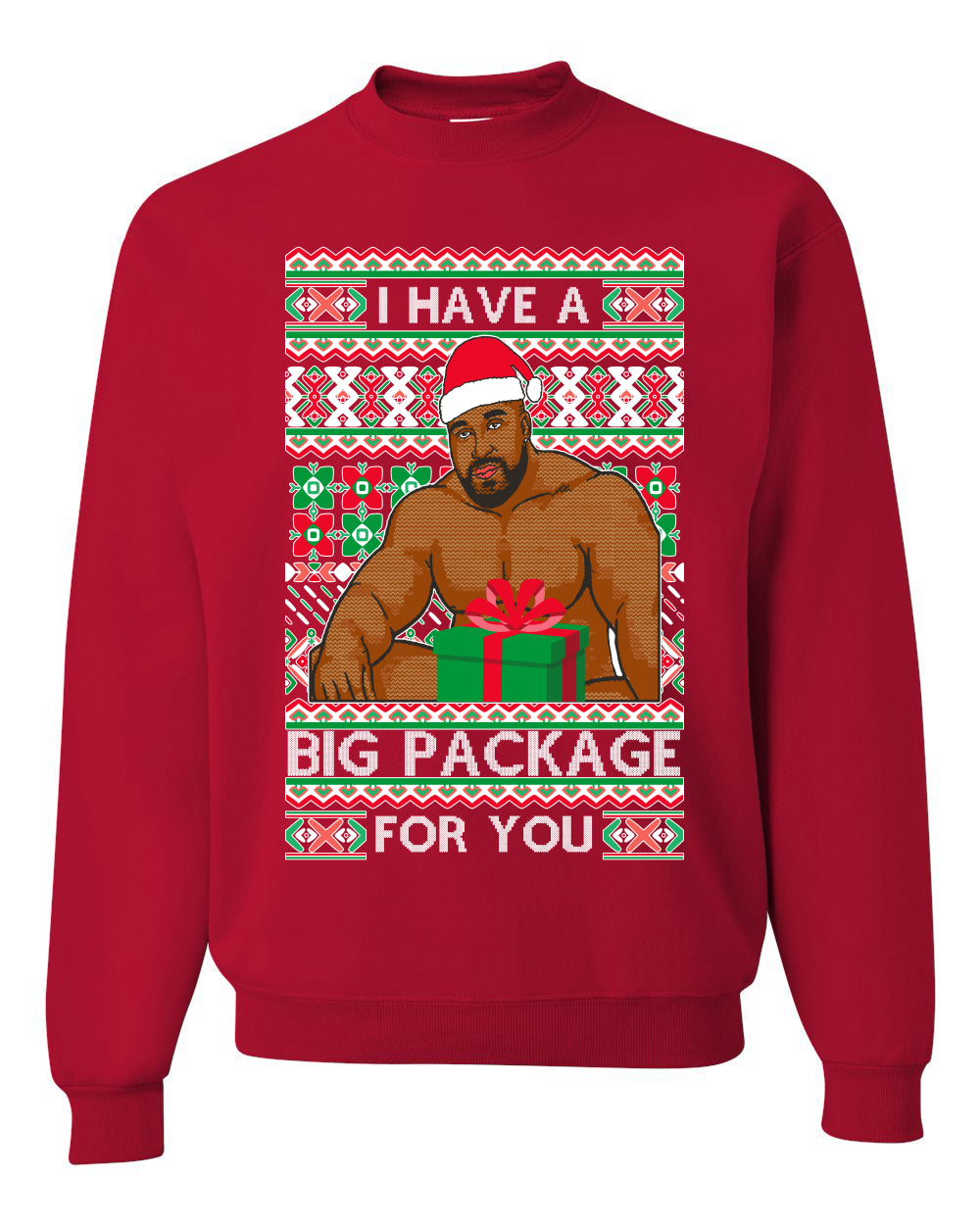 Meme Christmas Ugly Sweater Barry Wood I have a Big Package Ugly Christmas Sweater Unisex Crewneck Sweatshirt