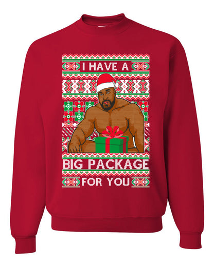 Meme Christmas Ugly Sweater Barry Wood I have a Big Package Ugly Christmas Sweater Unisex Crewneck Sweatshirt