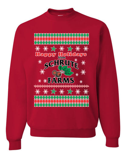 Happy Holidays from Schrute Farms Christmas, Christmas Gifts, Funny Xmas Gift Idea, Ugly Christmas Sweater Unisex Crewneck Sweatshirt