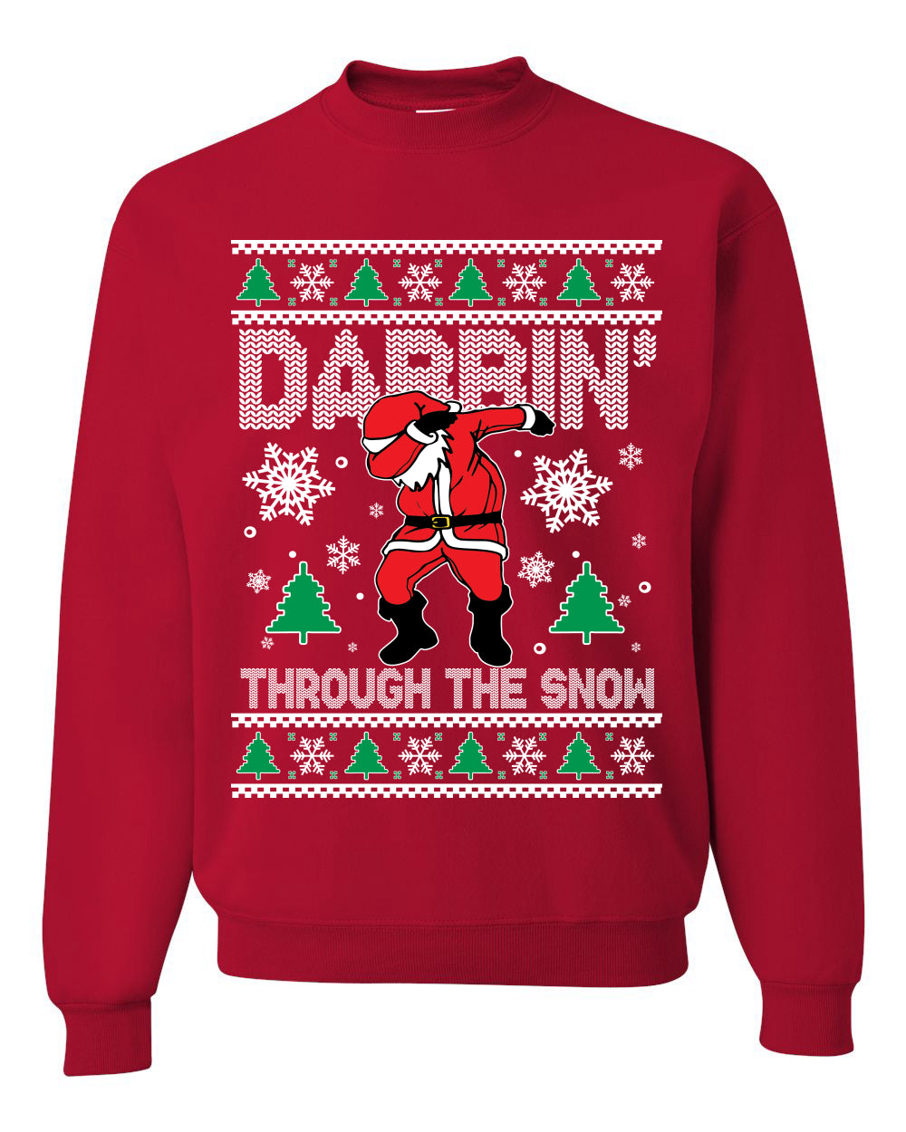 Crewneck Ugly Holiday Unisex Sweater Sweatshirt, Dabbing Through The Snow, Wild Bobby Ugly Christmas Sweater Unisex Crewneck Sweatshirt