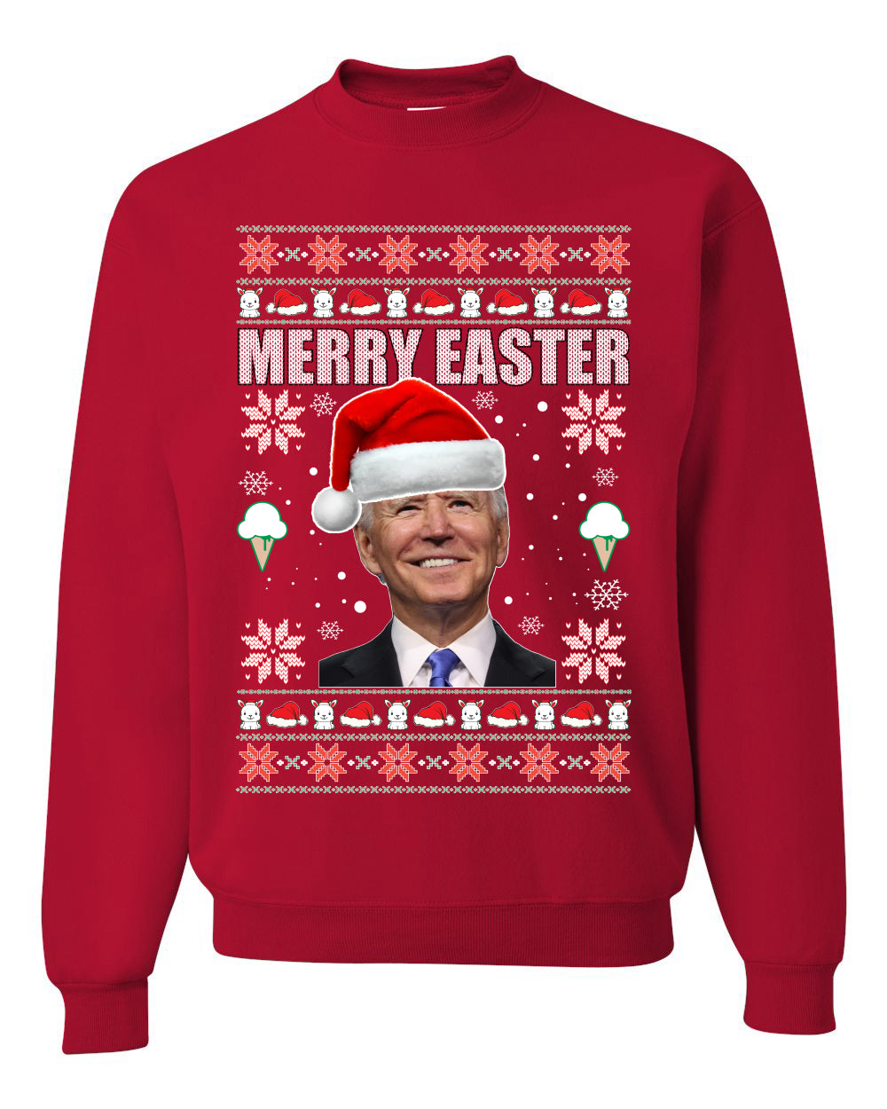 Funny Ugly Xmas Holiday Sweater Sweatshirt Graphic Crewneck Joe Biden Merry Easter Ugly Christmas Sweater Unisex Crewneck Sweatshirt