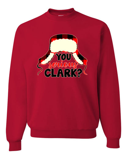 Women's Christmas Top Scoop Long Sleeve, You Serious Clark? Wild Bobby Ugly Christmas Sweater Unisex Crewneck Sweatshirt