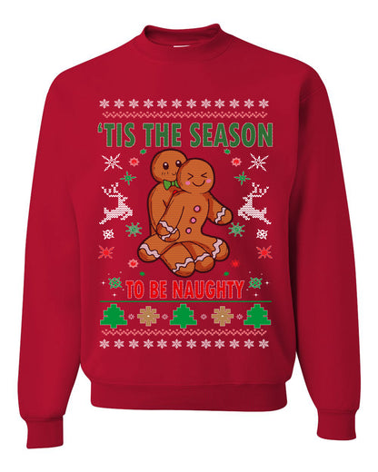Graphic Ugly Christmas Hoodie Sweater Sweatshirt Tis' The Season To Be Naughty Ugly Christmas Sweater Unisex Crewneck Sweatshirt