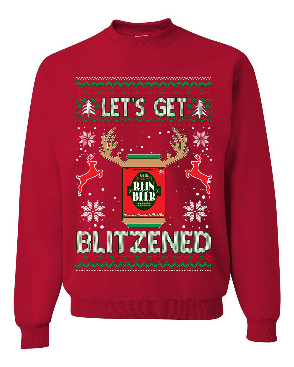 Men's Ugly Sweater for Christmas Holidays Long Sleeve Shirt Wild Bobby Let's Get Blitzened Rein Beer Ugly Christmas Sweater Unisex Crewneck Sweatshirt