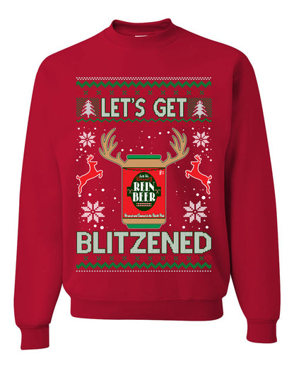 Men's Ugly Sweater for Christmas Holidays Long Sleeve Shirt Wild Bobby Let's Get Blitzened Rein Beer Ugly Christmas Sweater Unisex Crewneck Sweatshirt