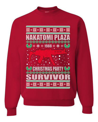 Men's Ugly Long Sleeve Shirt for Christmas Nakatomi Plaza Christmas Party Survivor Ugly Christmas Sweater Unisex Crewneck Sweatshirt