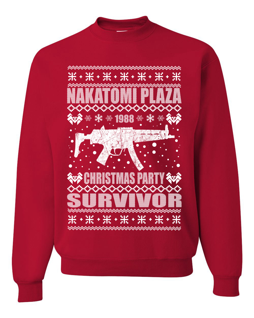 Ugly Xmas Crewneck Sweater Graphic Sweatshirt Unisex Nakatomi Plaza Christmas Party Survivor 1988 Ugly Christmas Sweater Unisex Crewneck Sweatshirt