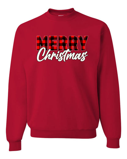Men's Christmas Graphic TShirt, Plaid, Merry Christmas Buffalo  Ugly Christmas Sweater Unisex Crewneck Sweatshirt