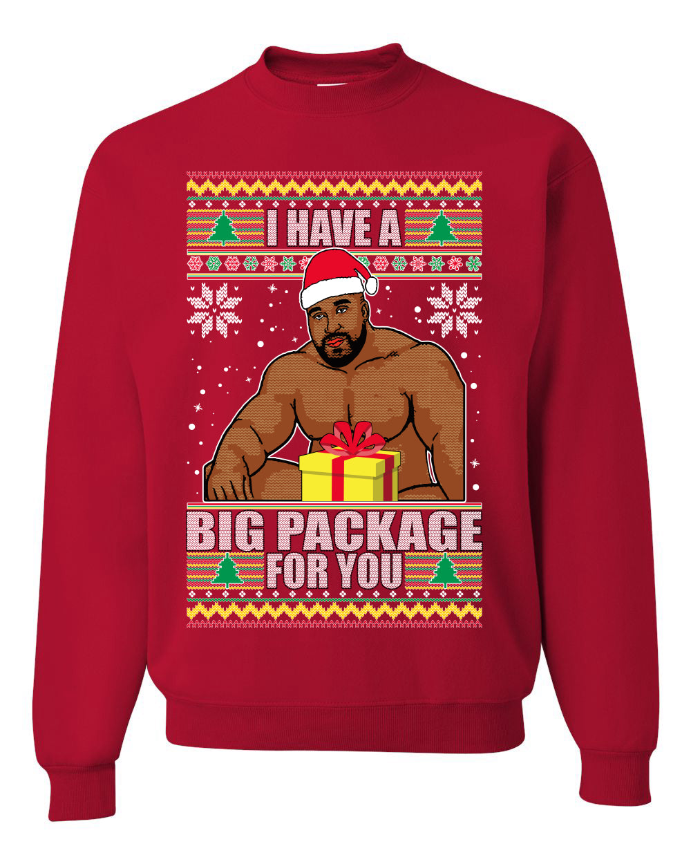 Graphic Meme Ugly Christmas Crewneck Sweater Sweatshirt "I Have A Big Package" Ugly Christmas Sweater Unisex Crewneck Sweatshirt