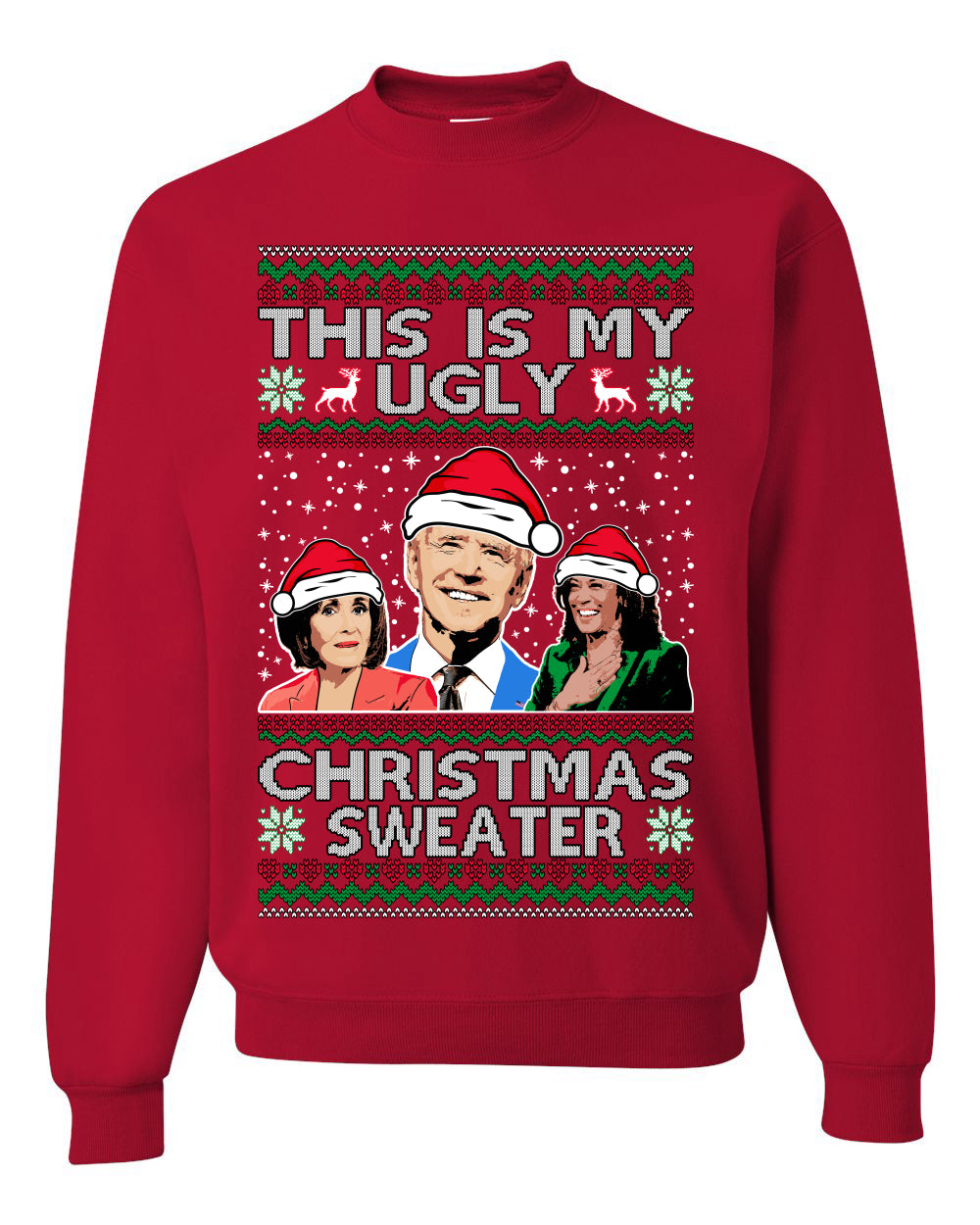 Men's Graphic Ugly Xmas Sweater, This is My Ugly Christmas Sweater, Anti Democrat Biden Kamala Pelosi, Wild Bobby  Ugly Christmas Sweater Unisex Crewneck Sweatshirt