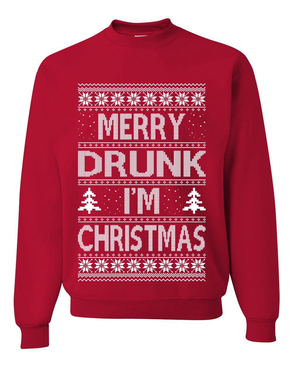Unisex Graphic Funny Ugly Xmas Sweater Crewneck Sweatshirt, Merry Drunk I'm Christmas, Wine Beer  Drinking, Shark & Hammer Ugly Christmas Sweater Unisex Crewneck Sweatshirt