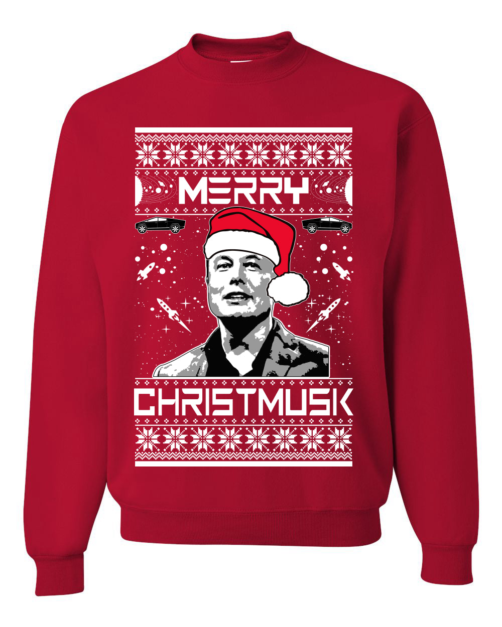 Elon Musk Meme Merry Christmusk Crewneck Unisex Ugly Xmas Sweatshirt Sweater Ugly Christmas Sweater Unisex Crewneck Sweatshirt