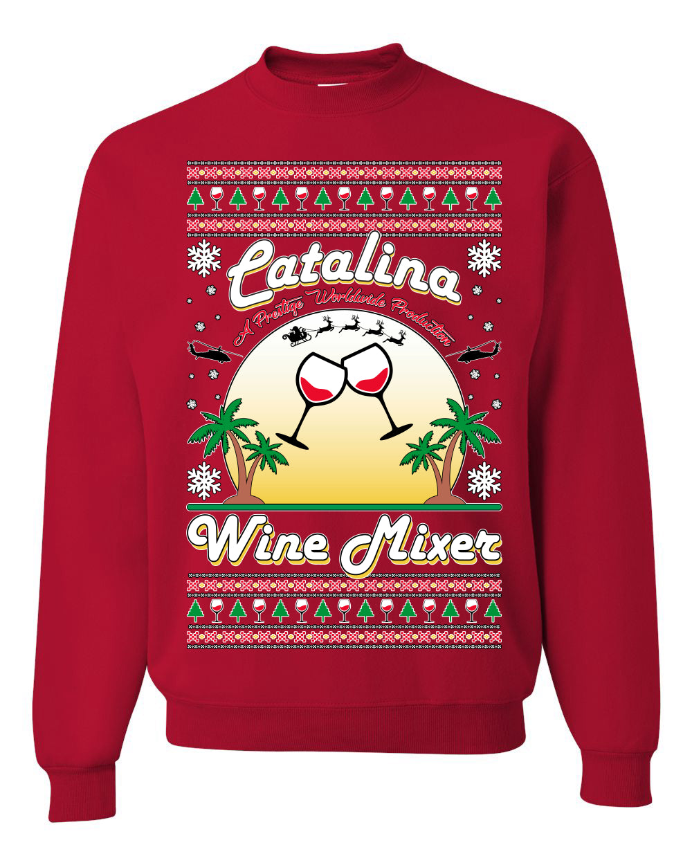 Unisex Crewneck Sweatshirt Ugly Xmas Sweater, Catalina Wine Mixer Boats and Hoes Step Brothers, Shark & Hammer  Ugly Christmas Sweater Unisex Crewneck Sweatshirt