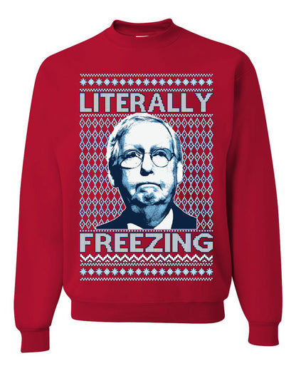 Literally Freezing McConnell , Merry Christmas Tee, Ugly Christmas,  Sweater Unisex Crewneck Sweatshirt