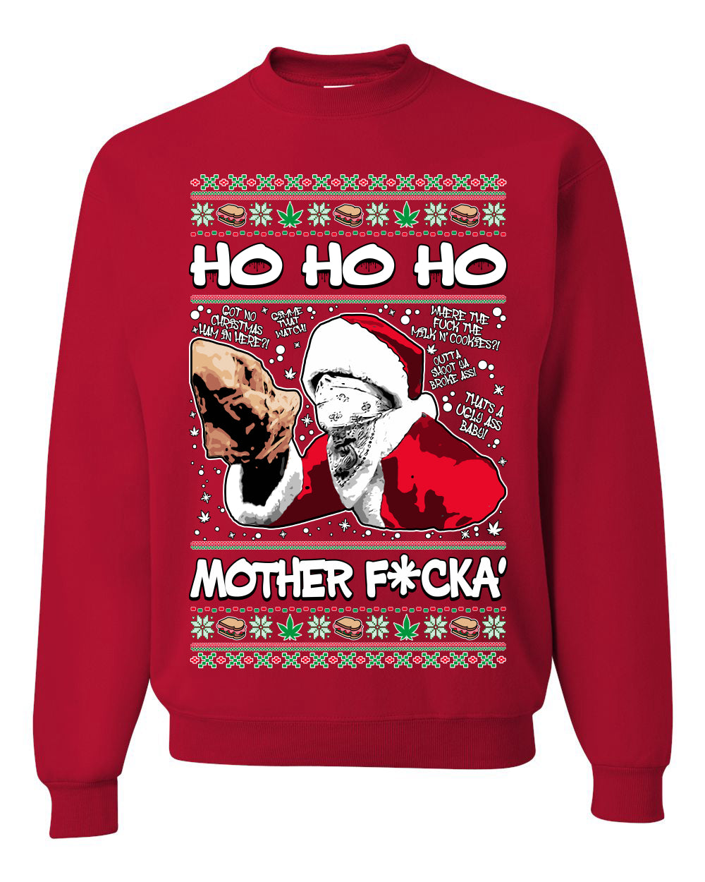 Friday Hood Santa , Merry Christmas Tee, Ugly Christmas,  Sweater Unisex Crewneck Sweatshirt