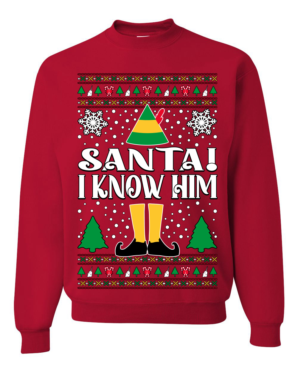 Santa! I Know Him Christmas Movie Quote , Christmas Gifts, Funny Xmas Gift Idea, Ugly Christmas Sweater Unisex Crewneck Sweatshirt