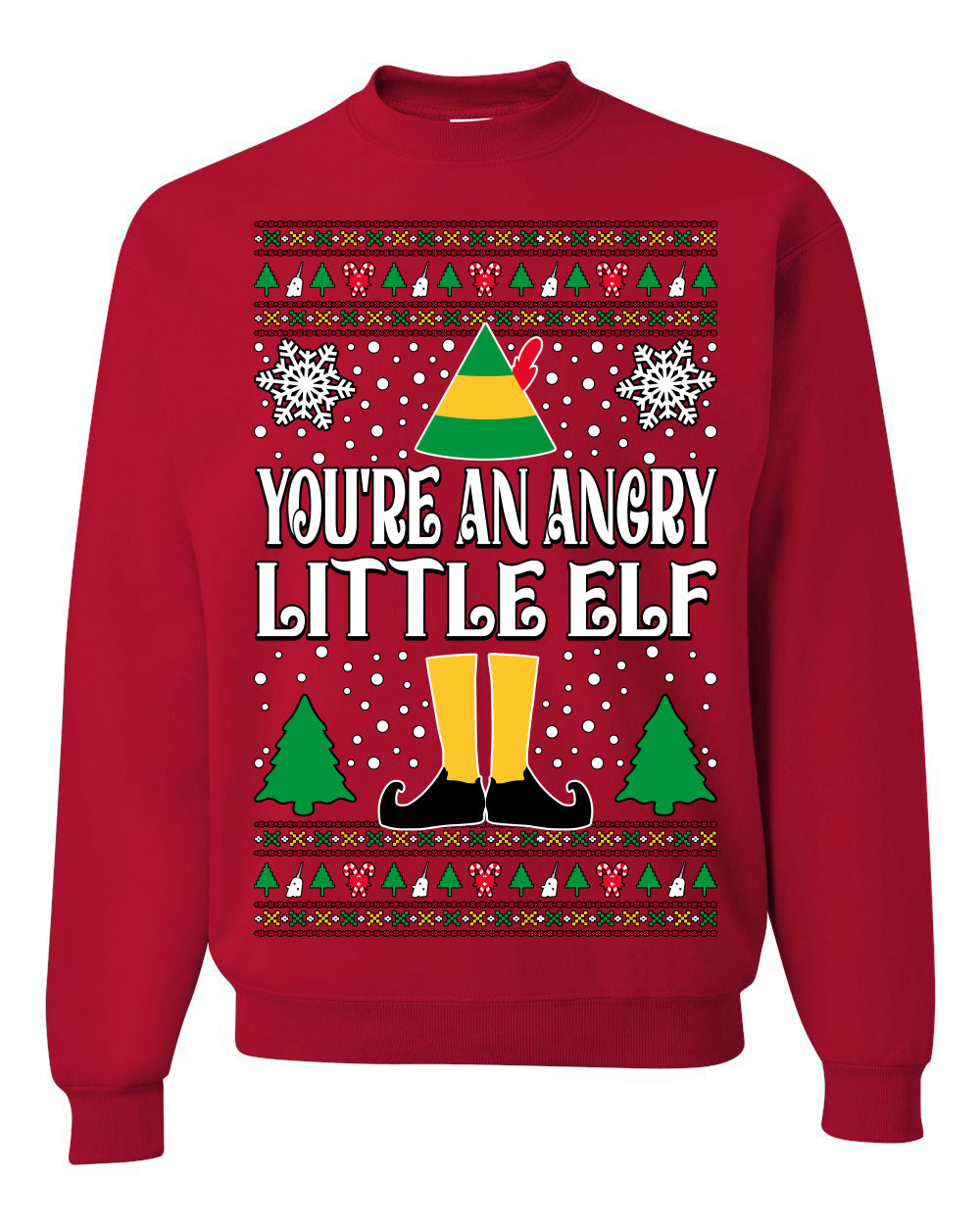 You're An Angry Little Elf Christmas Movie Quote, Christmas Gifts, Funny Xmas Gift Idea, Ugly Christmas Sweater Unisex Crewneck Sweatshirt