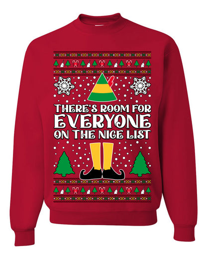 Room For Everyone On The Nice List Christmas Movie Quote, Christmas Gifts, Funny Xmas Gift Idea, Ugly Christmas Sweater Unisex Crewneck Sweatshirt