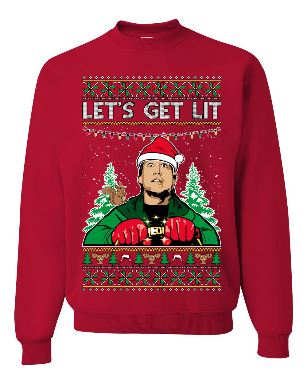 Let's Get Lit Clark Vacation Movie Parody Ugly Christmas Sweater, Christmas Gifts, Funny Xmas Gift Idea, Unisex Crewneck Sweatshirt